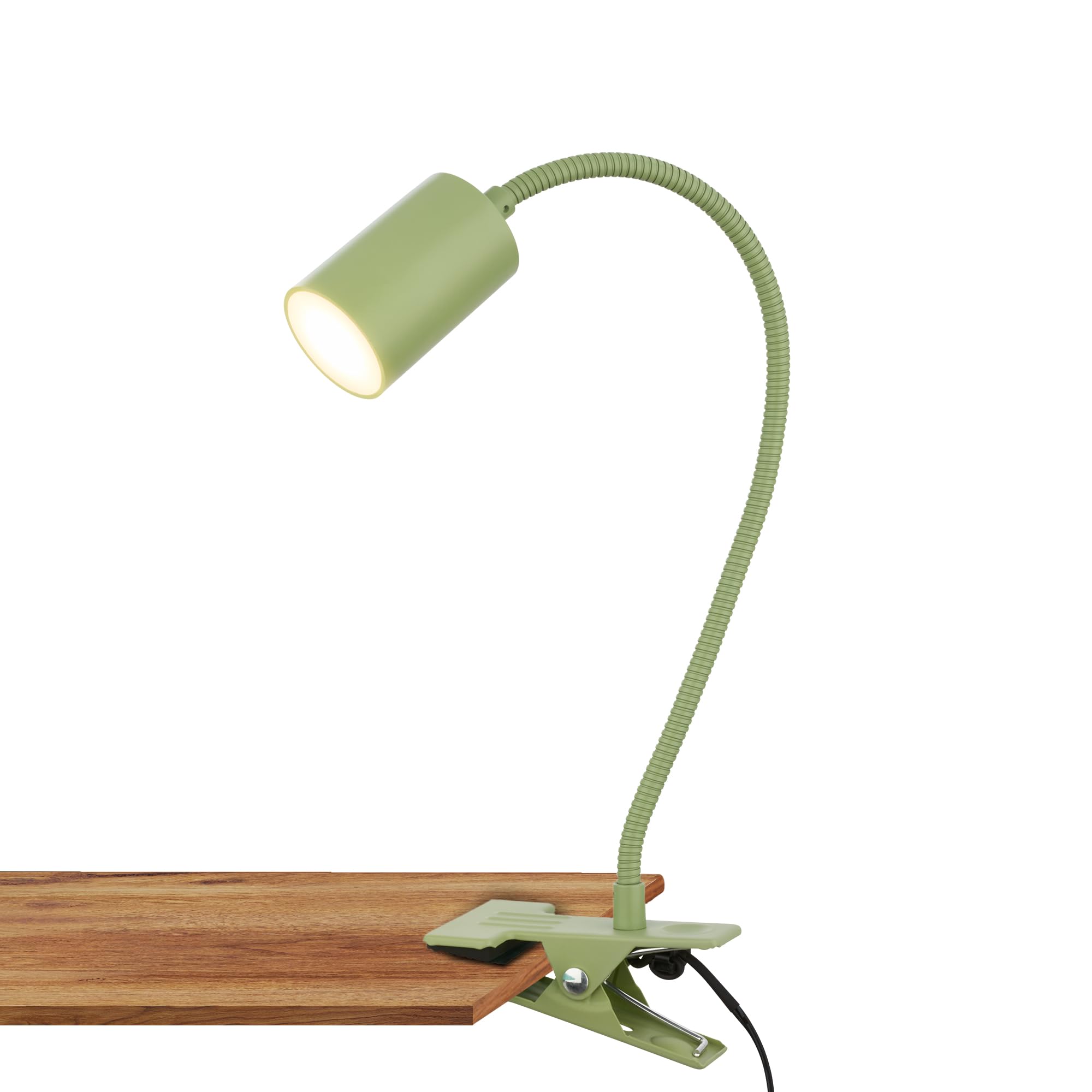 Briloner - Lampada da scrivania con interruttore a cavo, colore luce bianca calda, orientabile, lampada da lettura, lampada a morsetto, lampada da comodino, lampada da ufficio, altezza 40 cm, verde