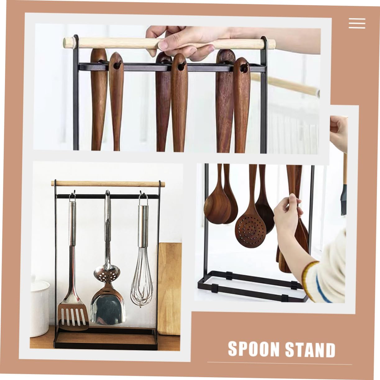 SOLUSTRE Multi Function Spatula Storage Stand Contemporary Kitchenware Organizer with Over Door Hooks for Utensils Cookware and More Easy to Clean Design