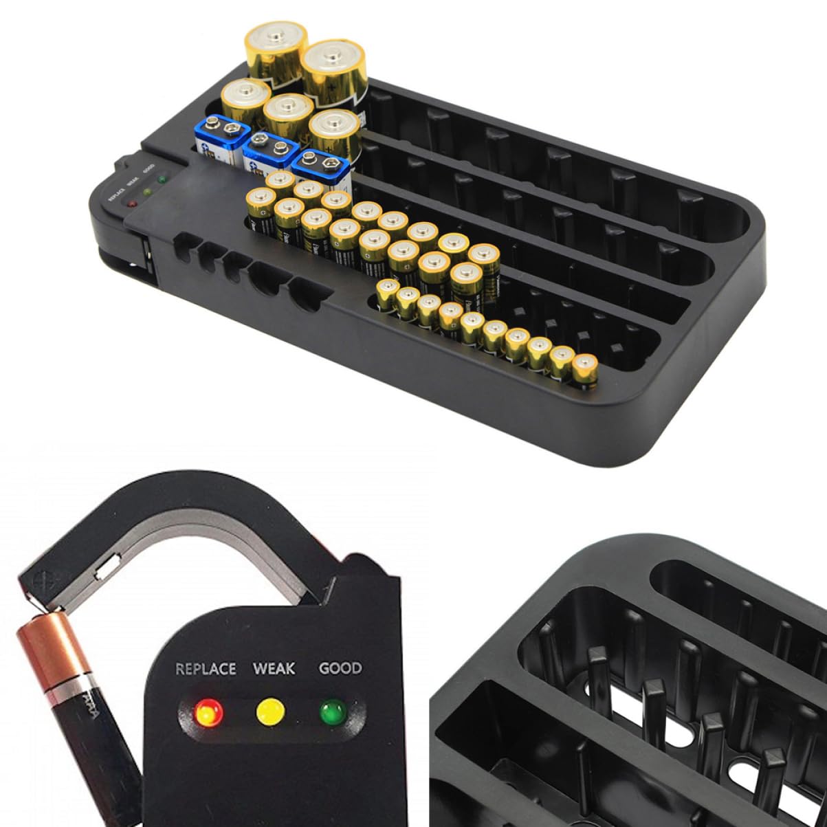 Fach Batterie Organizer Mit Abnehmbarem Tester Praktische Aufbewahrung Für Aaa Aa Und Knopfzellen Kunststoffbox Übersichtlichen Lagerung Und Einfachen Handhabung
