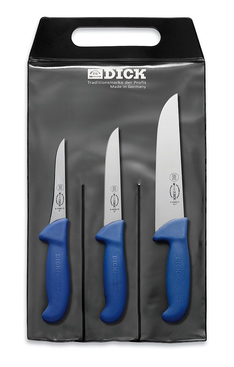 F DICK ErgoGrip Knife Set 3 Pieces - Boning knife with 8 11 Wide Boning Knife 8 11