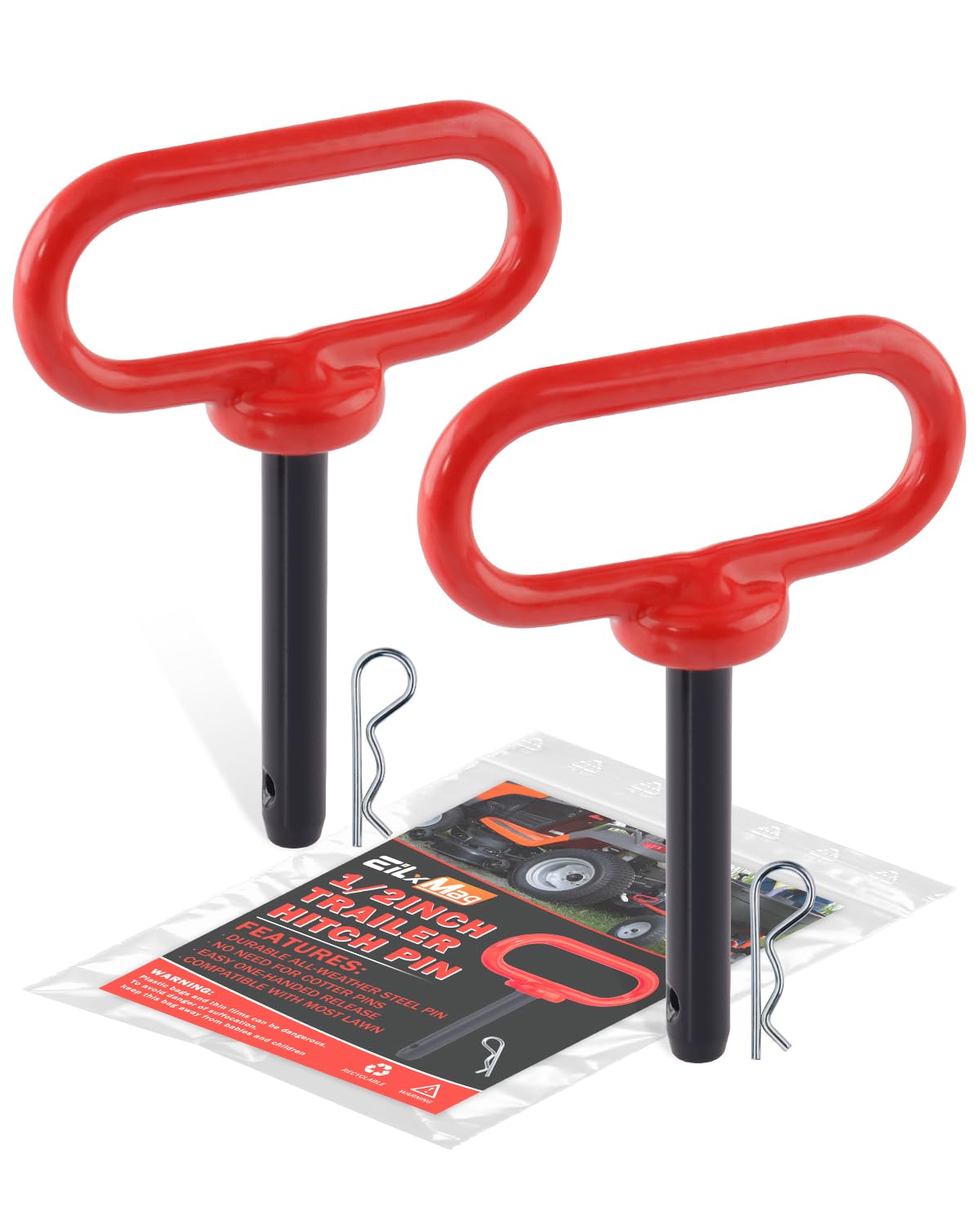2Pack 1/2 x 3 Trailer Hitch Pin, Trailer Tow Hitch Pin and Clip