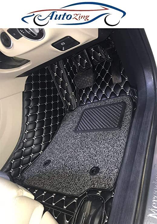 AutoZing 7D Car Floor Mats for Toyota Innova Crysta Luxury Leather Double Car Floor Mat