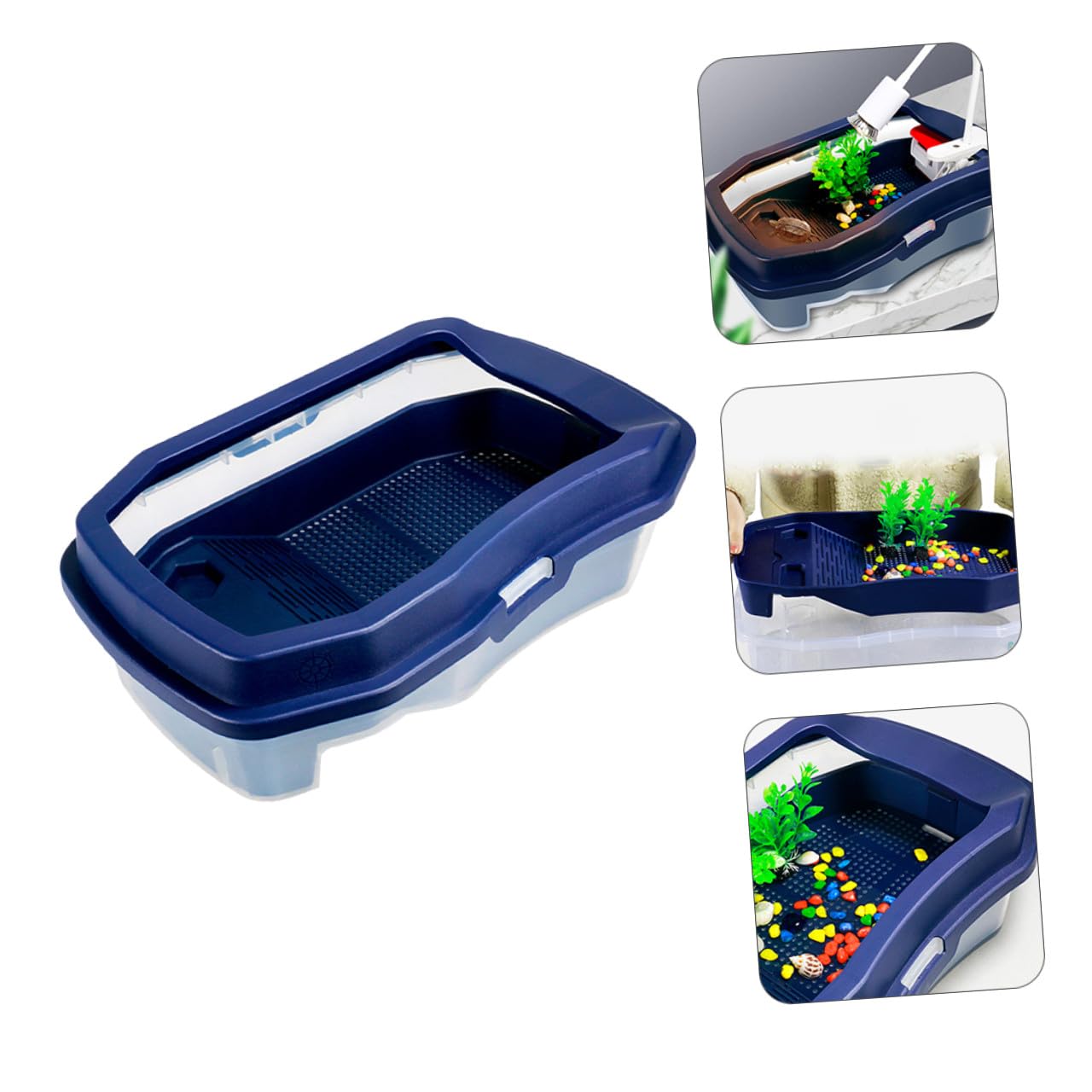 NUOBESTY Tanque Fácil Plástico para Tortugas de Tomar Plataforma el Doble Función Agua y Zona Seca, Resistente de Limpiar, Adecuado Sol para Hábitat