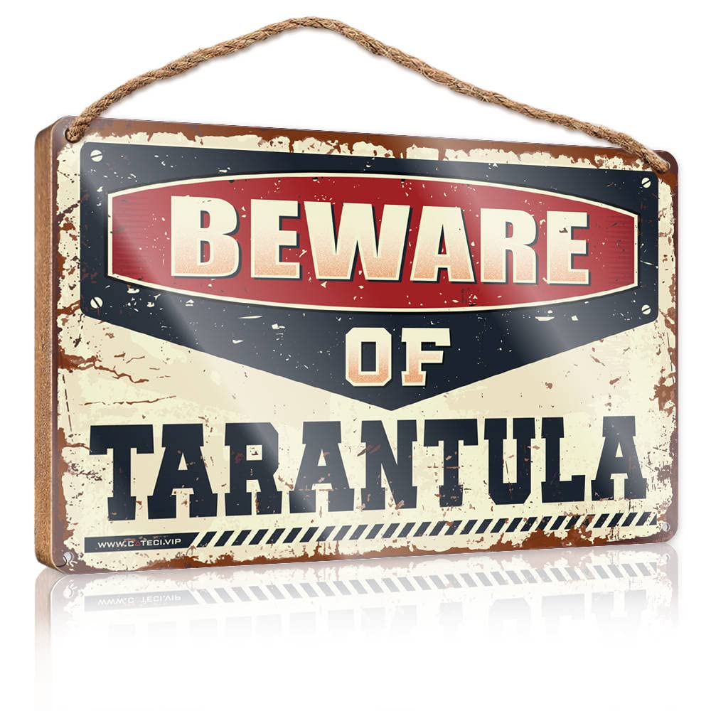 Dtha One Color Small No Soliciting Sign For House Beware Of Tarantula Wooden Sign Hanging Decor Outdoor Porch Bar Signs For Man Cave(23X35cm)