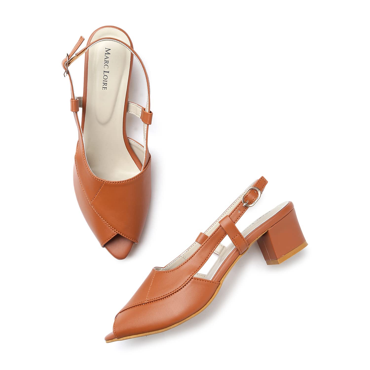 Marc Loire Womens Peep Toe Block Heel Formal Fashion Sandals (Tan Brown, numeric_4) (B09N96Z64L) Amazon Price History, Amazon Price Tracker