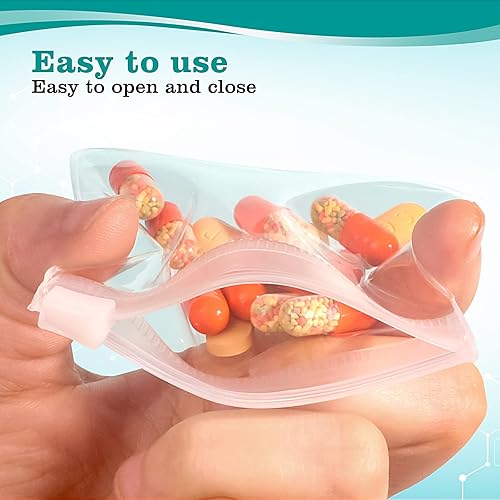 Miniatura 2 de 100 Paquetes de Bolsas para Píldoras sin BPA de 12 mil Transparentes Pequeñas Reutilizables con Cremallera de 3 x 2.75 Pulgadas - Organizador de