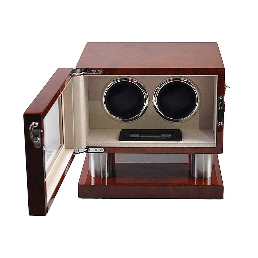 Doppio Orologio in Legno di avvolgitore, con Motore Tranquillo e Display LCD Display Digitale Scatola di avvolgimento Automatico Vernice per Pianoforte, miglior Regalo