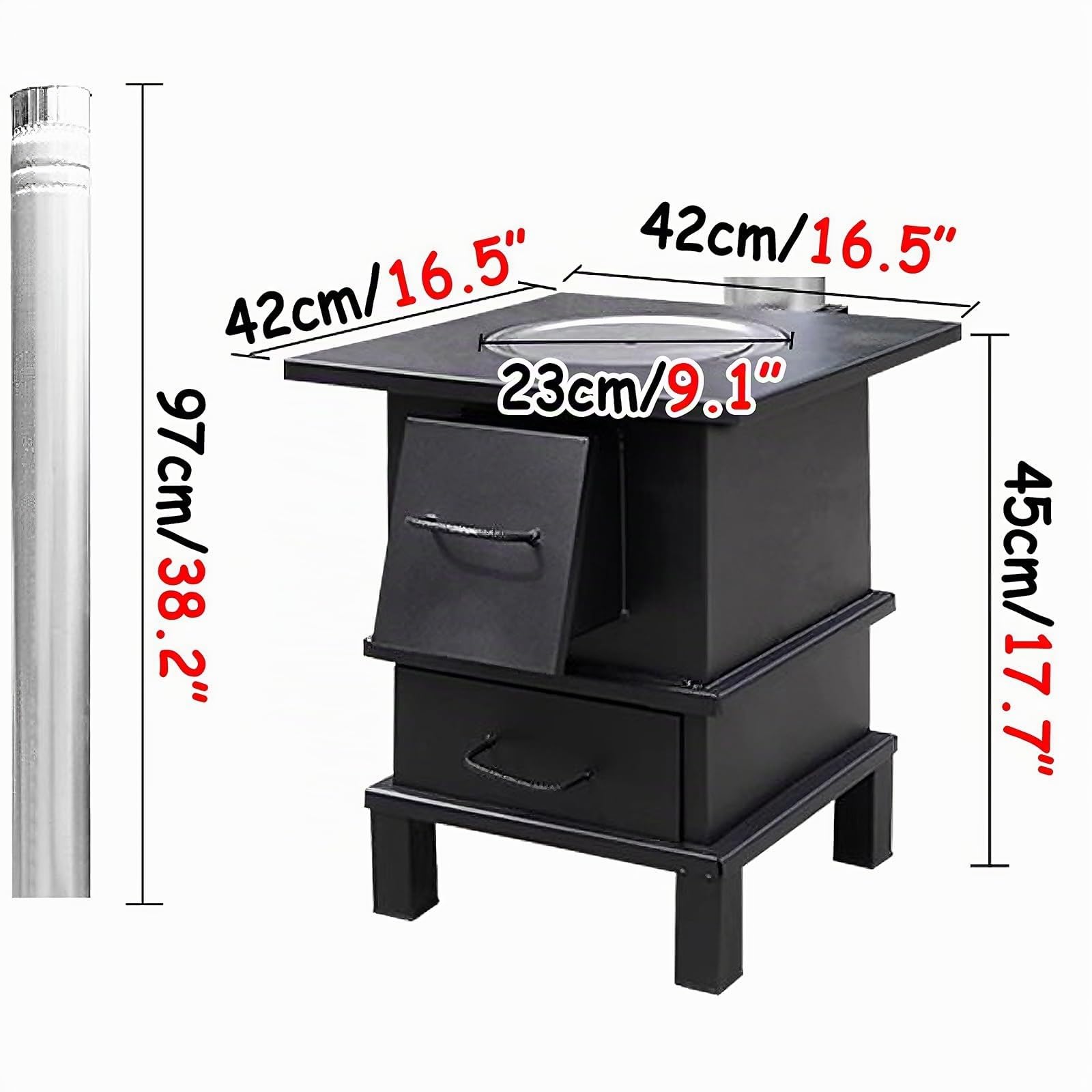 Stufa a Legna Portatile per 1-4 Persone Stufe a Legna da Interno con Canna Fumaria da 97cm Lamiera in Acciaio Spesso Cucine da Campeggio per uso Interno ed Esterno