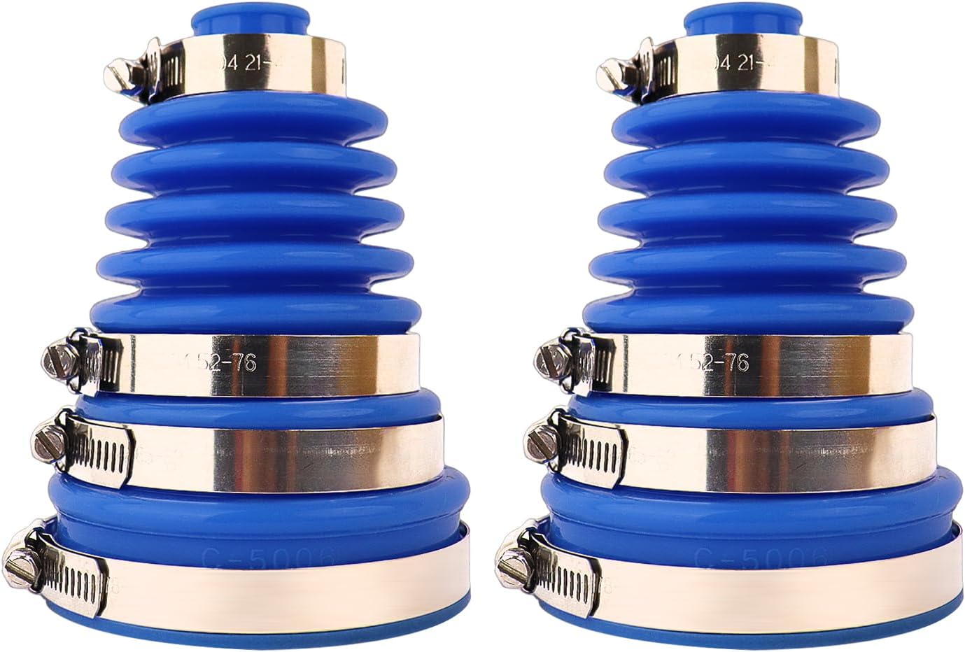 CV Joint Boot Kit 5 inch Height, Universal Automotive Silicone Constant Velocity CV Joint Boot 125-130mm Height, 2 Boots with 8 pc Stainless steel clamps, Blue, Pack of 2
