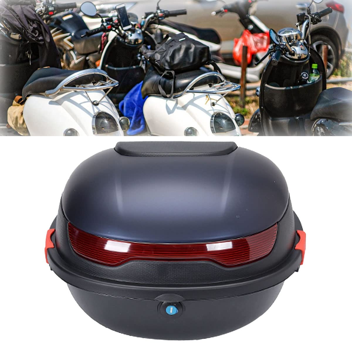 30L Baúl De Moto Universal Maleta Scooter con 2 Llaves Accesorios Impermeable para Casco Accesorios Moto Scooter Quad (Color : Matte Blue)