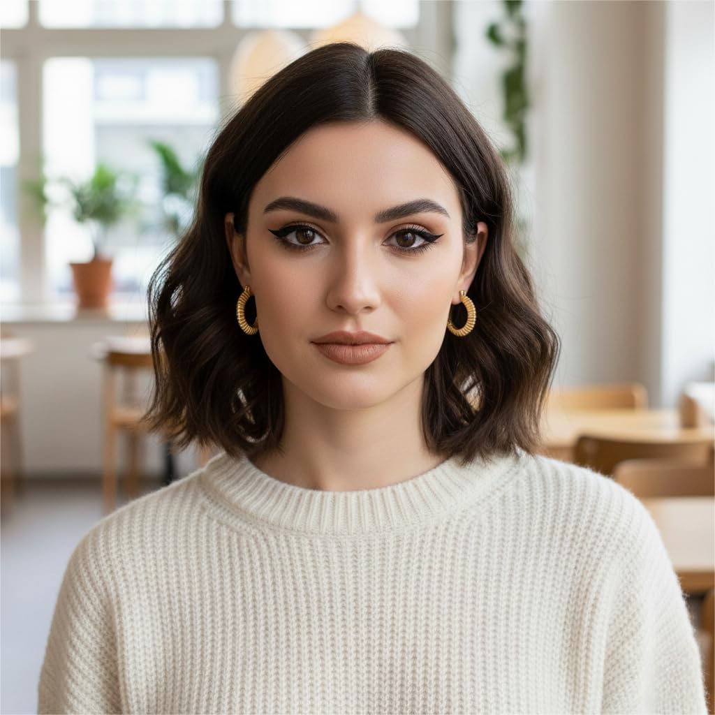 14K Gold Plated Hoop Earrings for Women Trendy Gold Plated Earrings Chunky Hoop Earring Snake Bone Thick Golden Hoops Unique Jewelry for Women Every Occasion 22MM - Image 2