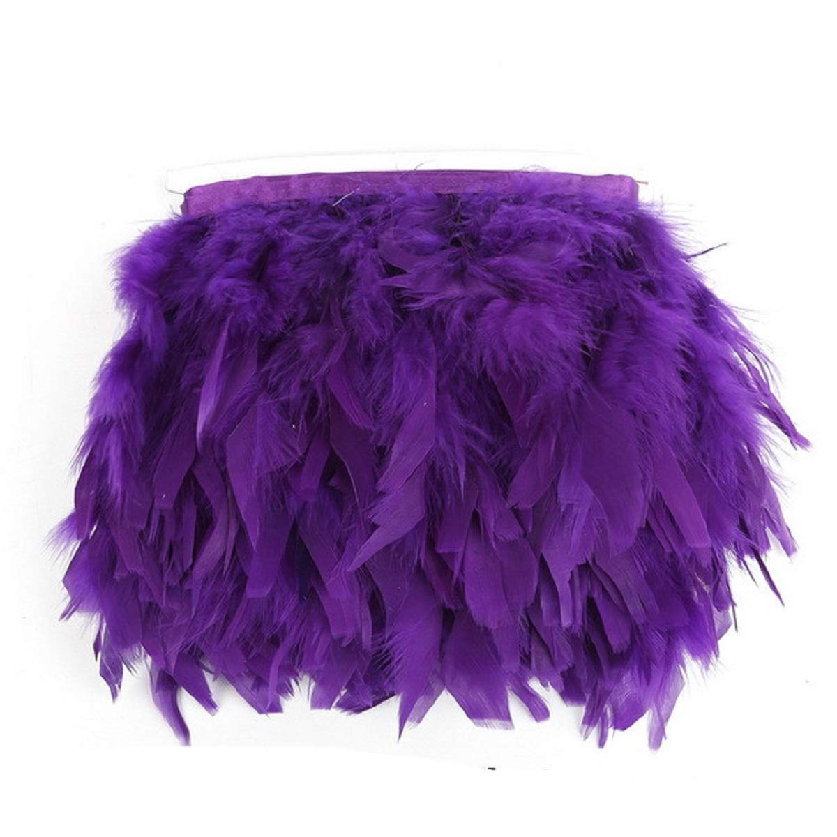 Yalulu 2 Meter Natural Feather Fringe Trim Ribbon 10-15cm for Wedding Skirt/Dress/Clothes Decoration DIY Party Craft (Purple)