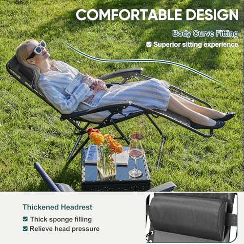 image for Smug Zero Gravity Chair Set of 2, Outdoor Lounge Chairs, Portable Fold