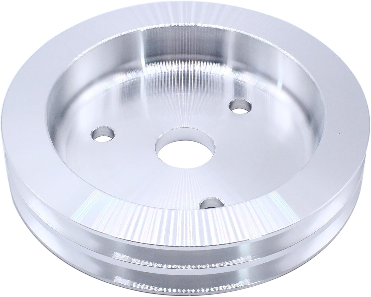 Aluminum Double Groove Crank Pulley SWP Short Water Pump Compatible with 1955-68 Chevy SBC Short Water Pump Bolt Circle is 1.75" DIA 6.60"