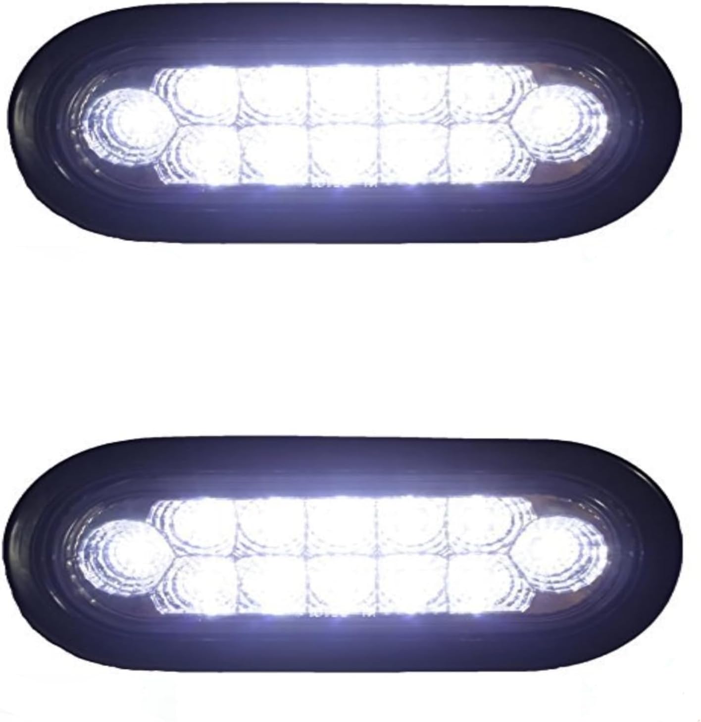 Made in Taiwan. 2 Clear 6" Oval Sealed 12 DIODE LED Back-UP Reverse Fog White Light Kit with Light, Grommet and Plug for Truck,Trailer Features Chrome Reflector Inside The Lens. Strong Light