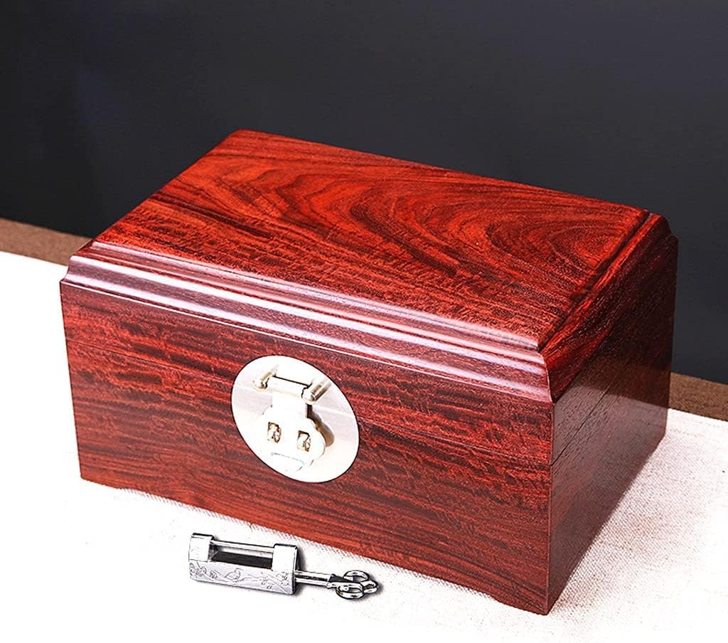 Joyero De Sándalo, Sándalo Sanguíneo, Secuoya, Caja De Almacenamiento De Joyas De Madera Maciza, Joyero con Cerradura De Cinturón De Cobre con Inmersión De Espiga Y Espig