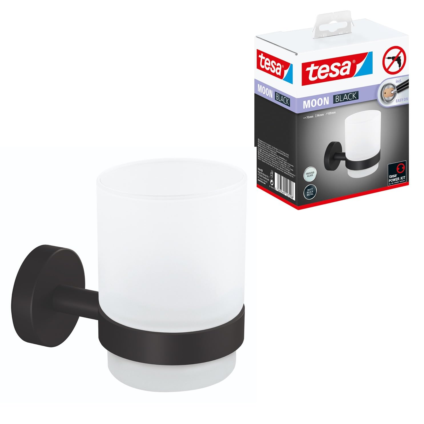 Gobelet porte brosse à dents tesa MOON BLACK pour une salle de bains industrielle