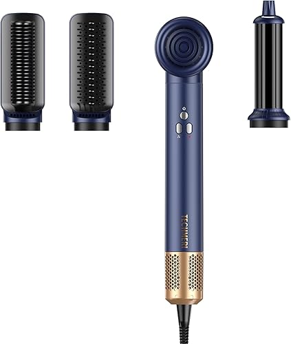 TECHMERI Juego de peinadores, 110,000 PRM de alta velocidad iónico secador de pelo, cepillo secador de pelo en uno, herramientas de peinado 4 en 1