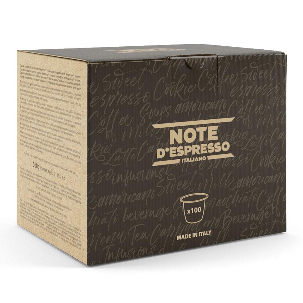 Note d'Espresso - Qualità Oro - Cápsulas de Café - Compatibles con Cafeteras NESPRESSO* - 100 caps (Paquete de 2)