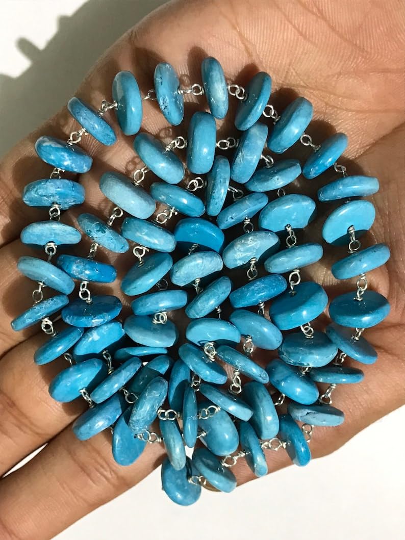 Turquoise naturelle perles lisses 12-13mm pour fabrication de bijoux collier