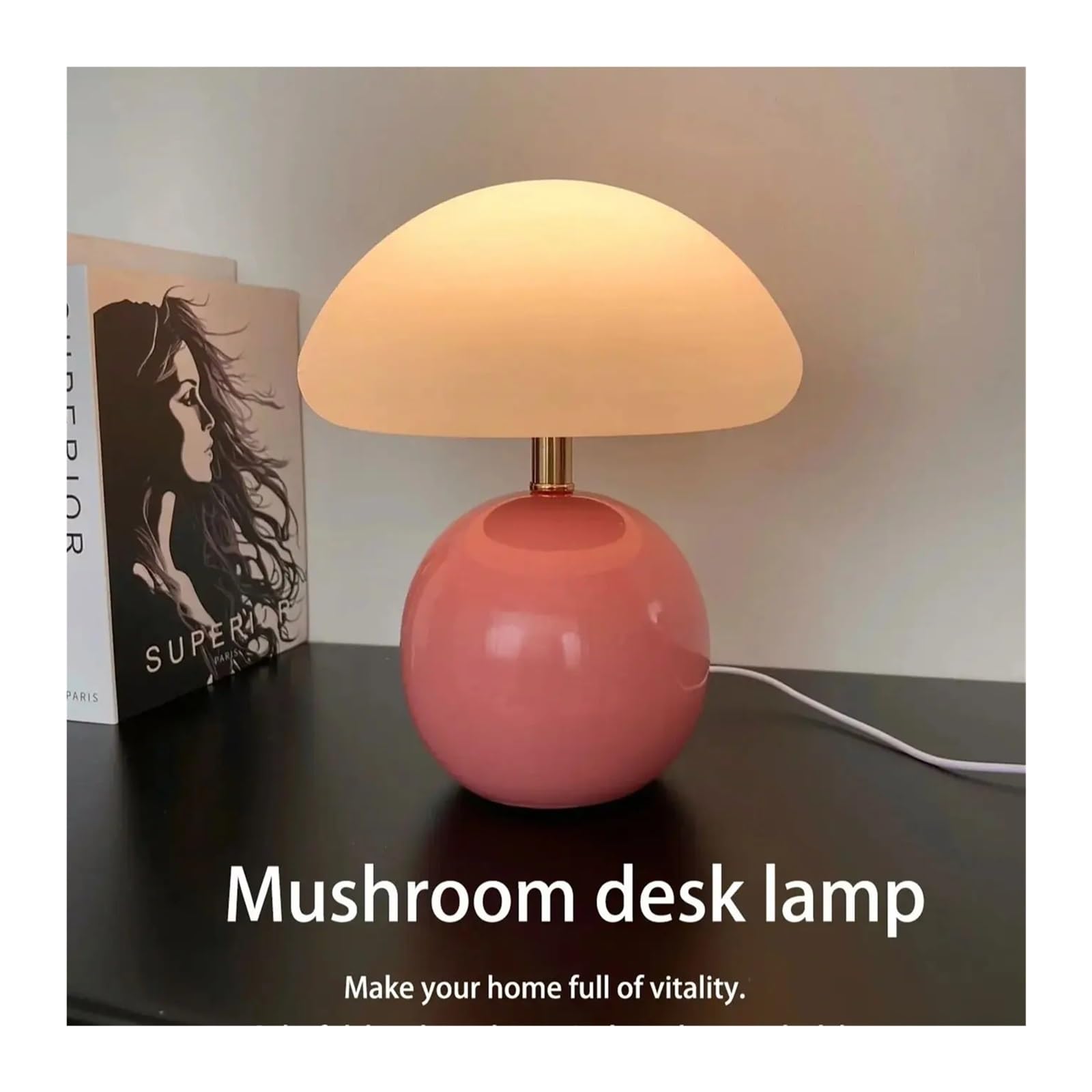 Lampa stołowa grzybkowa 5 kolorów Różowy Żółty Czerwony Biały Zielony Lampka nocna Lampka nocna (różowa)