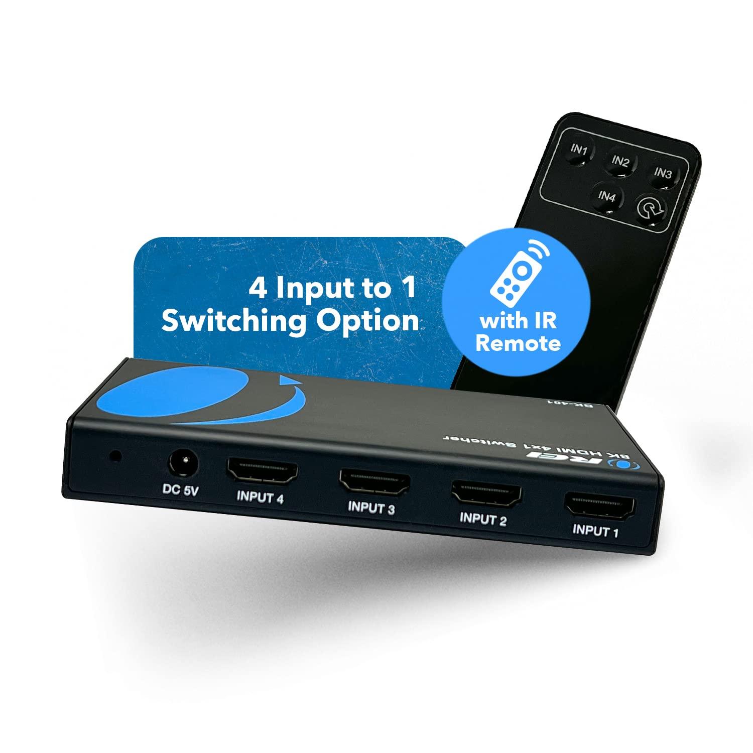 OREI 8K 4-Port HDMI 2.1 Switch, 8K@60Hz,4-In 1-Out 4K@120Hz, Auto Switch