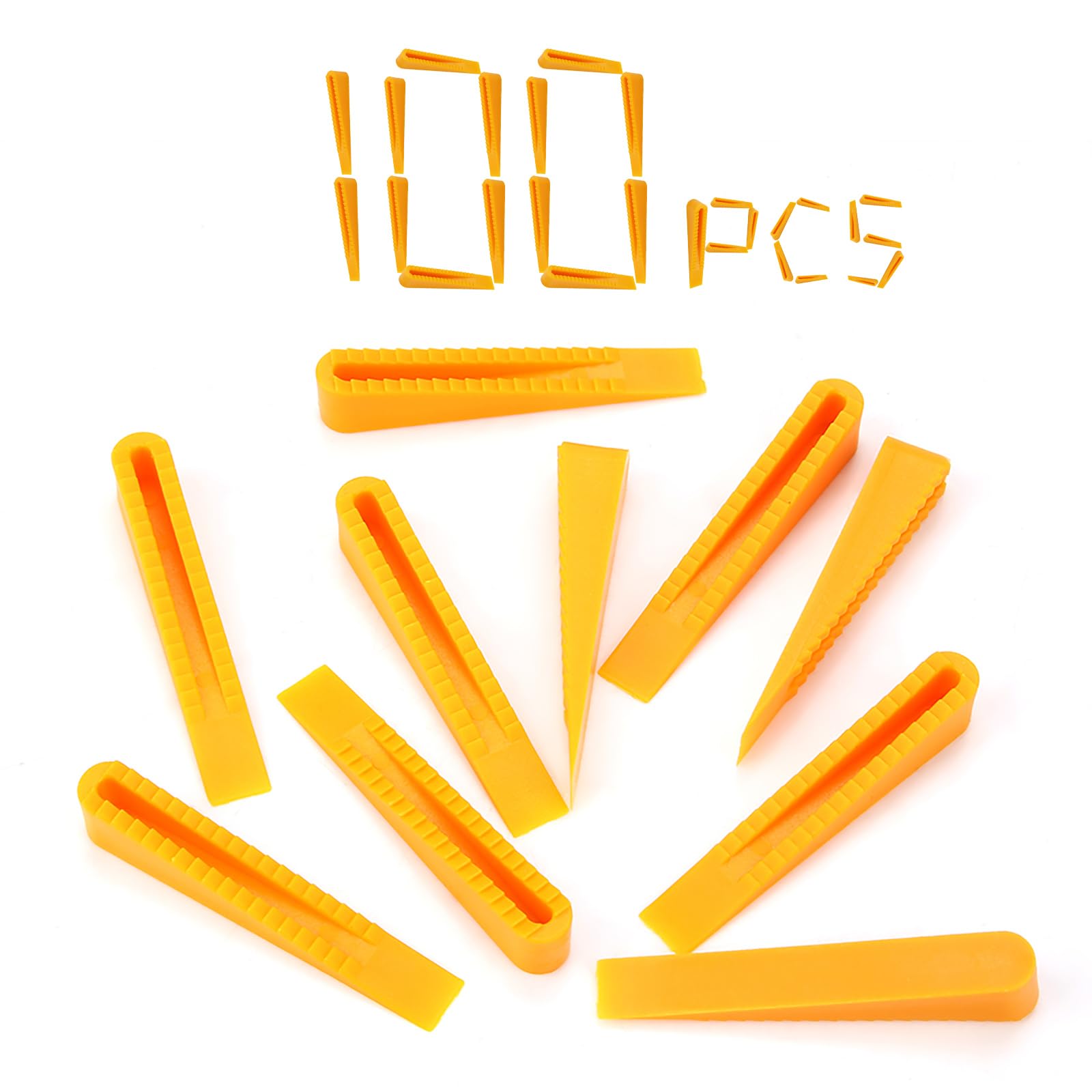Akozon Yellow Tile Leveling System Wedges, Tile Leveling Wedge Reusable Wedges 100Pcs Leveling System Wedges For Tiling