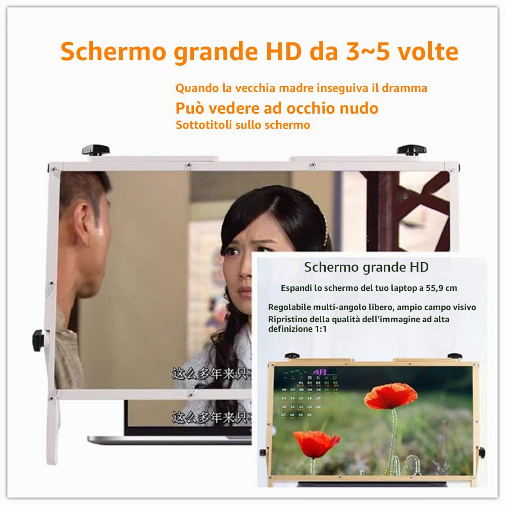 Lente d'Ingrandimento dello Schermo del Computer per Laptop 2022 più recente Versione, Schermo d'Ingrandimento da 22" per Monitor del Computer, Lente d'Ingrandimento 3X, Lente d'ingrandiment