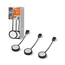 LEDVANCE LED SPOT Puck luce sottopensile 65mm, nera, 3x3W, 3x330lm, design rotondo e luce bianca calda, 3000K, set di tre luci sottopensile con modulo LED integrato, protezione IP20