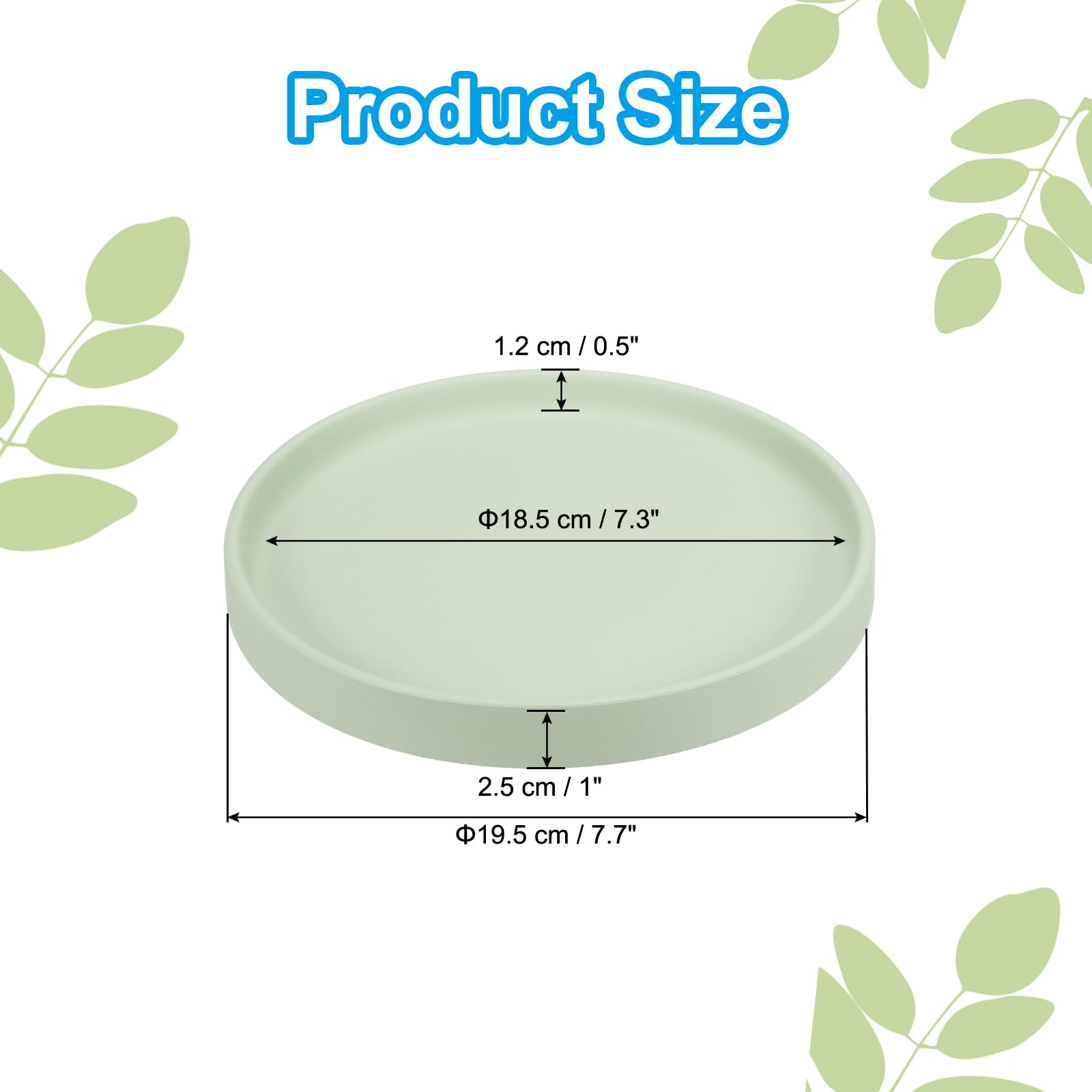PATIKIL 7.7 Inch Round Ceramic Plant Saucer, Plant Saucer Tray Flower Planter Drip Tray for Indoors Outdoors Patio Balcony Mint Green - Image 2
