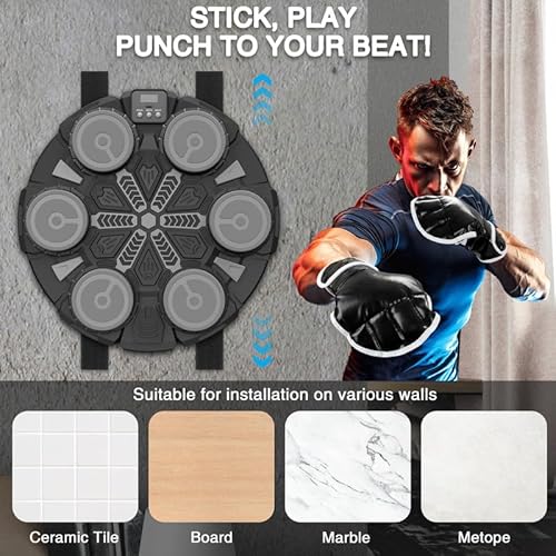 image for Awinto Music Boxing Machine Sport Toys for Kids,3 Modes Wall Mounted B