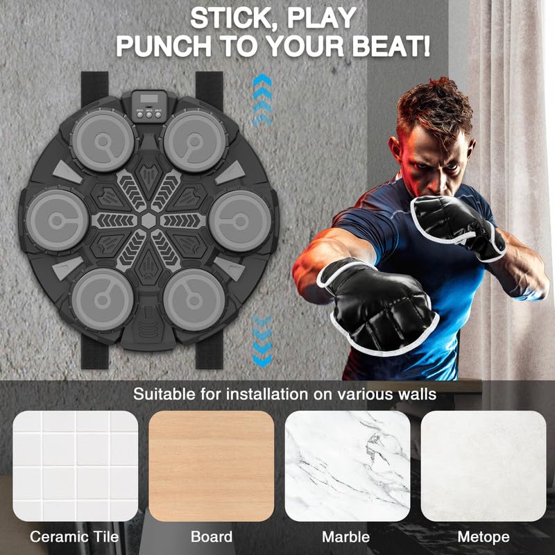 Image of Music Boxing Machine Sport Toys for Kids and Adults,Wall Mounted Bluetooth Smart Punching Target,Training Pad Toy with Boxing Glove,Ideas Toys for Boys Girls Kids 3 4 5 6 7 8 9 10 11 12+ Years Old