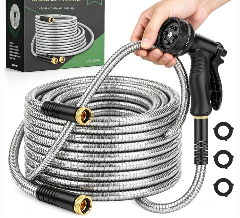 Image of Garden Hose, Water Hose with 10 Function Nozzles, No Kinks, Flexible Hose, Lightweight, Puncture Proof Hose for Yard and Outdoor（52FT）