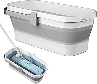 Convehome Collapsible Rectangular Handy Basket, Foldable Water Pail Cleaning Mop Bucket, Water Pail Cleaning Mop Bucket, Folding Mop Bucket for Floor Washing Car, Indoor & Outdoor Activities, White