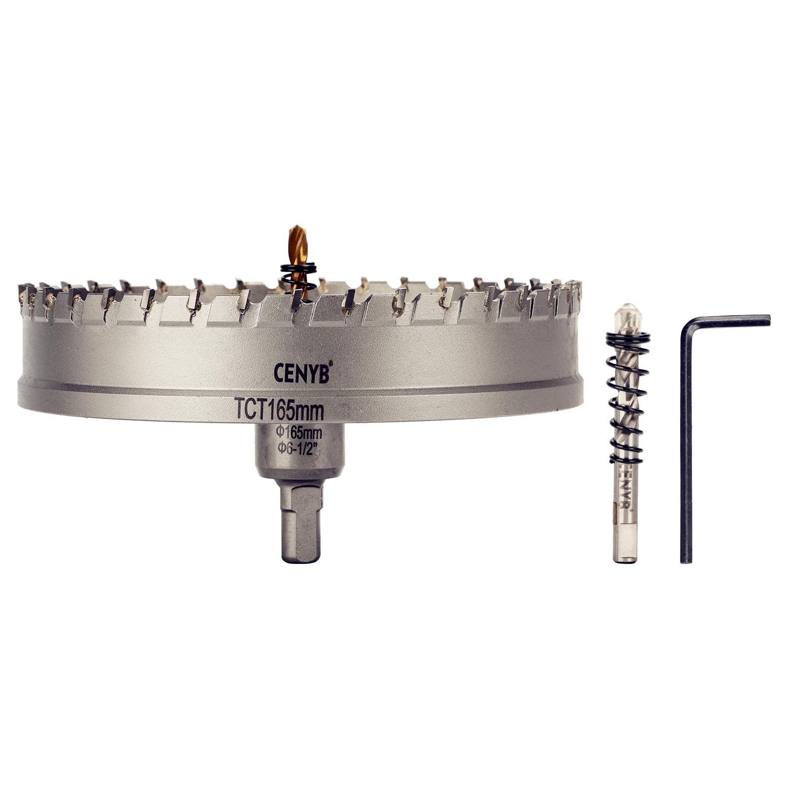 2-1/8" (54mm) Tungsten Carbide Tipped Hole Saw with 2Pcs Titanium-Plated Pilot Drill Bits for Metal, Steel, Iron, Wood, Plastic — view 78