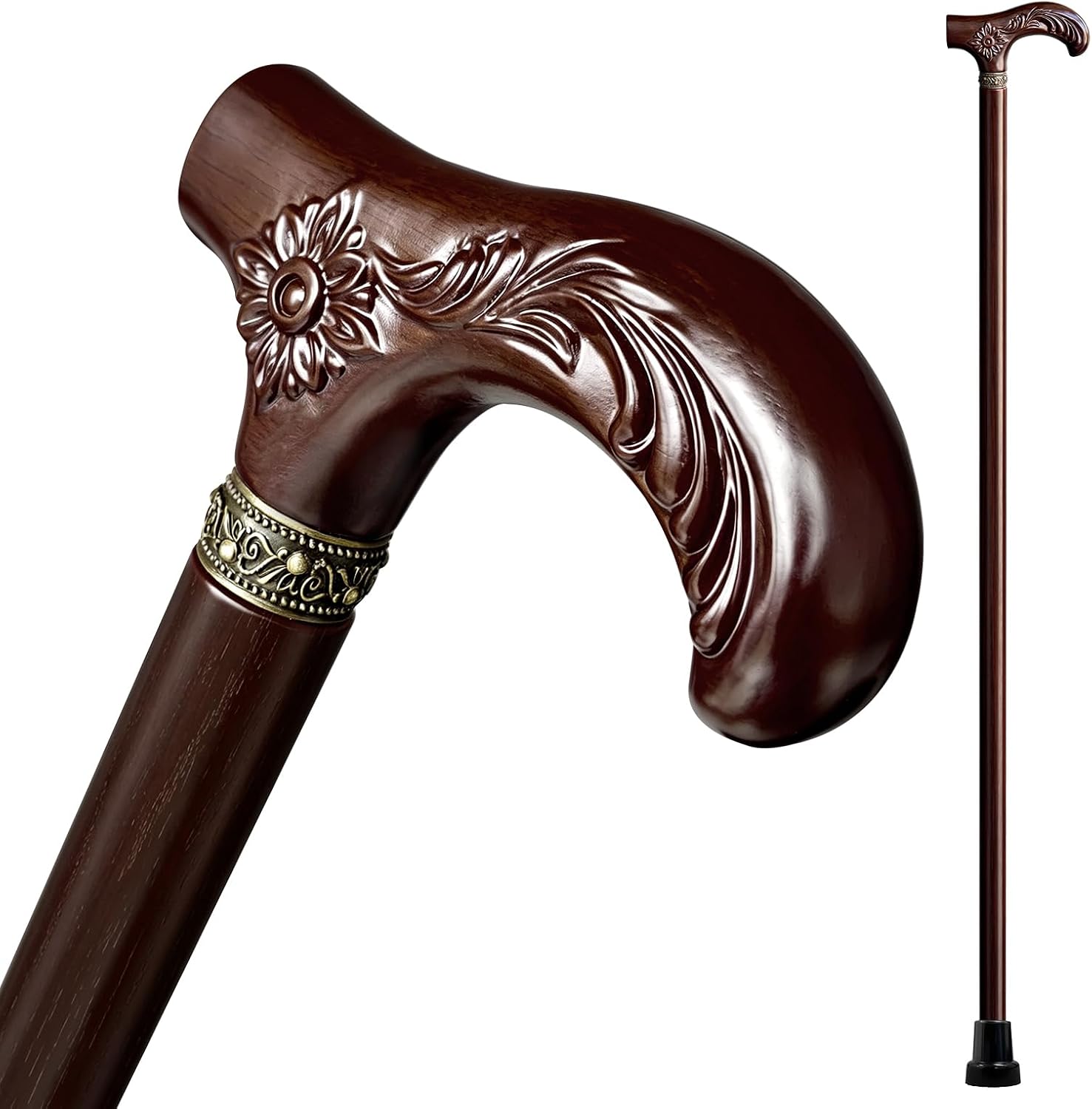 Deomai Wooden Walking Cane, 600 lb Capacity Canes for Overweight Men Women