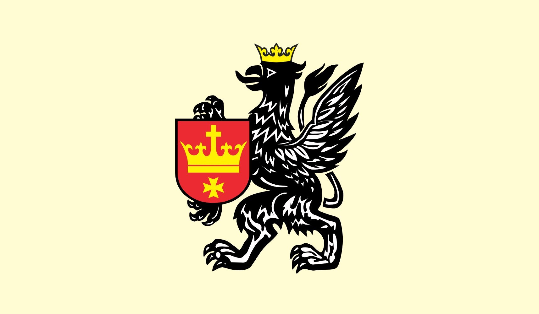 Drapeau Starogard Gdansk grand format avec blason officiel polonais