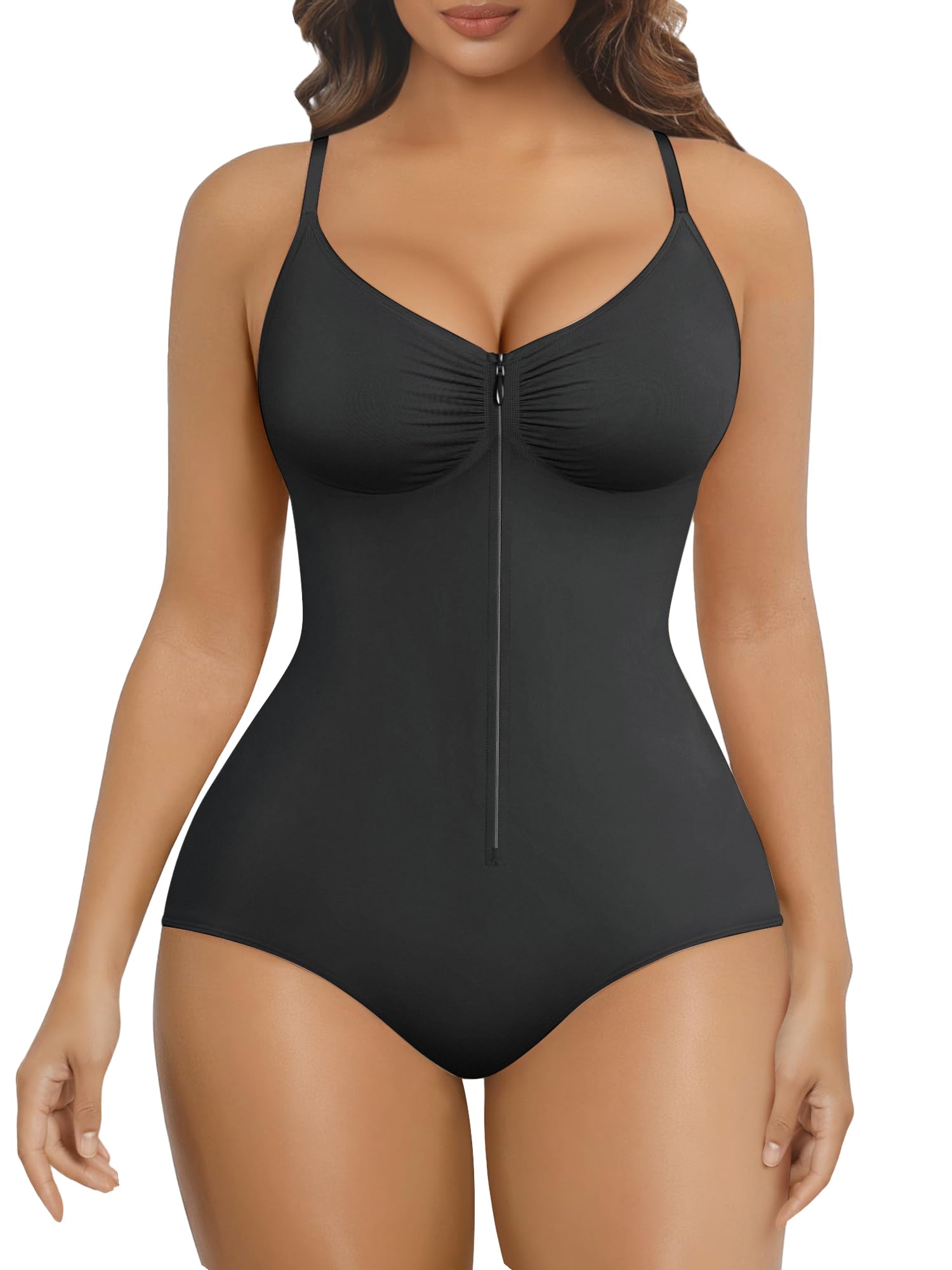 SHAPERX Zip-Up Bodysuit