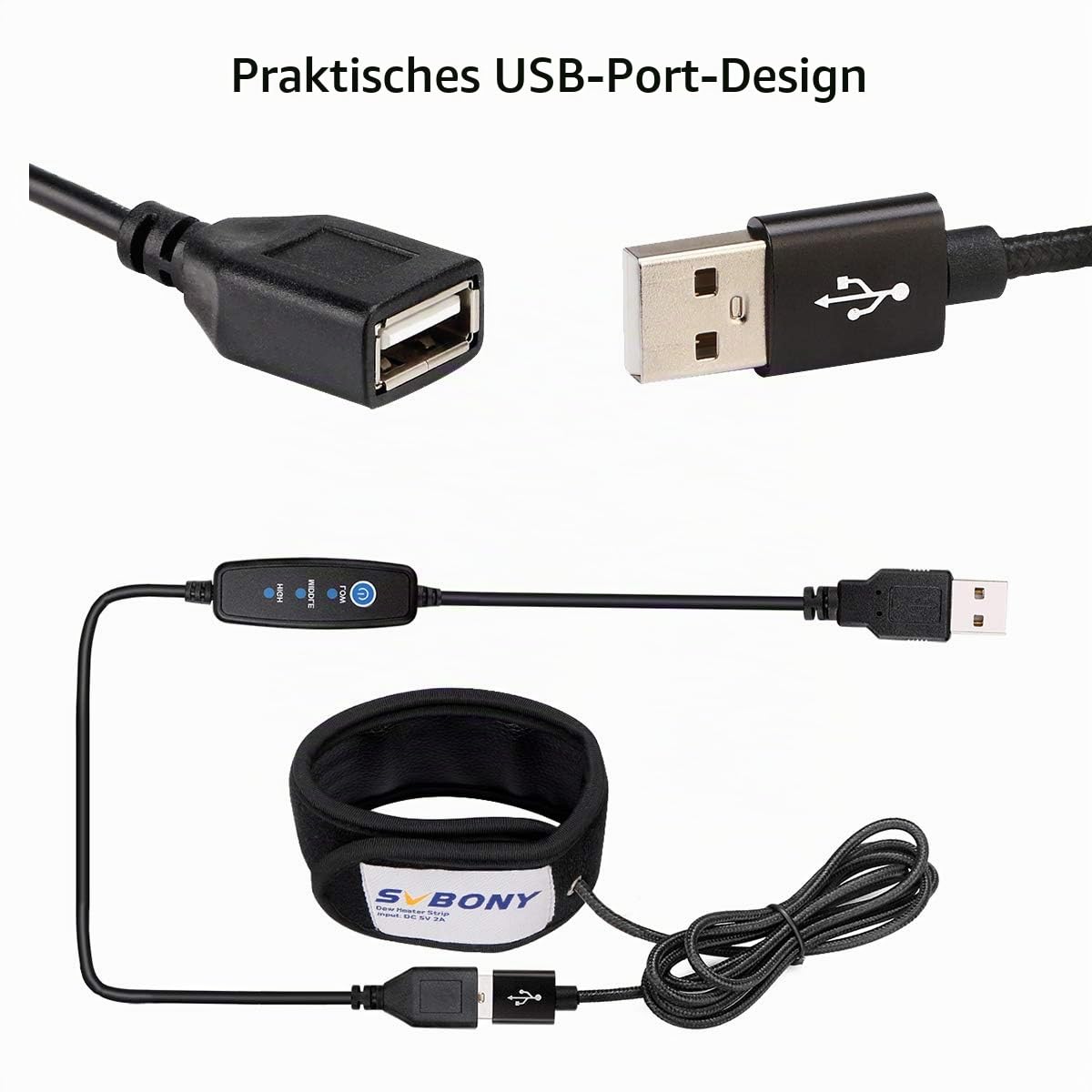 Svbony SV172 Objektiv Wärmer mit USB Temperaturregler, Objektiv Okular Heizung,240mm Anti Tau Feuchtigkeit Nebel Kamera Teleskop