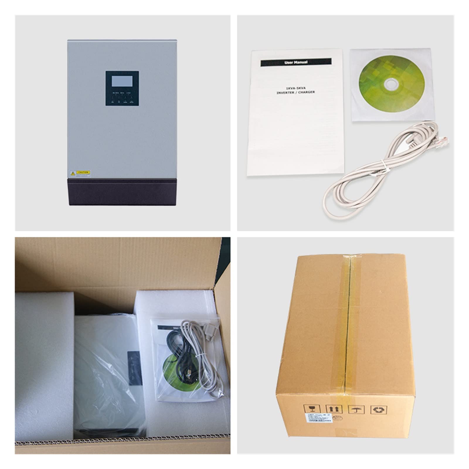 Onduleur Solaire Hybride 5000W, 48V à 230V, Onde sinusoïdale Pure, 50/60HZ, avec Chargeur Solaire 80a et Chargeur ca 60a, Fonction parallèle