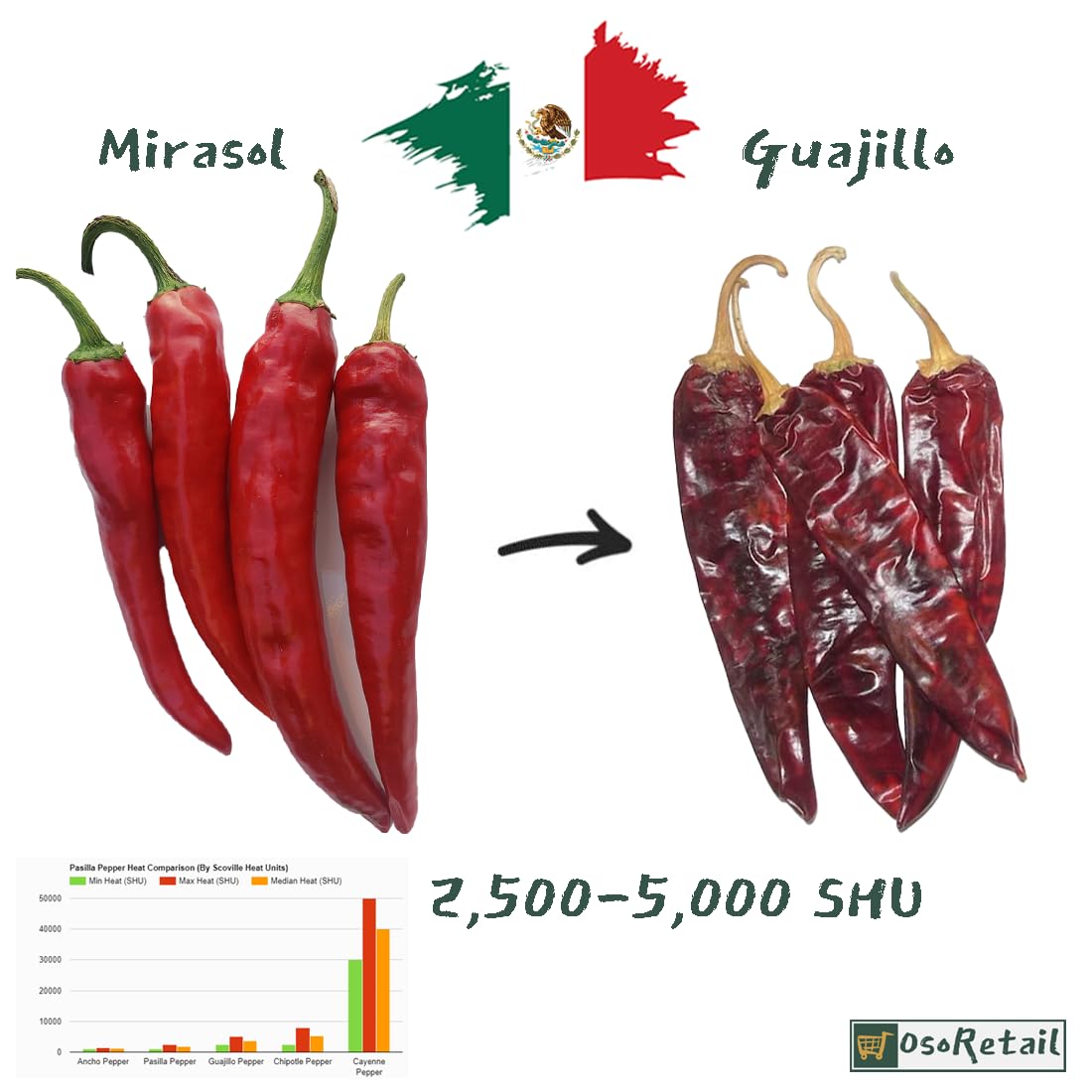 OsoRetail Lot de 1 boîte de Chipotle en sauce Adobo 200 g (La Costeña) avec un assortiment de piments Guajillo et largeur (2 x 100 g)