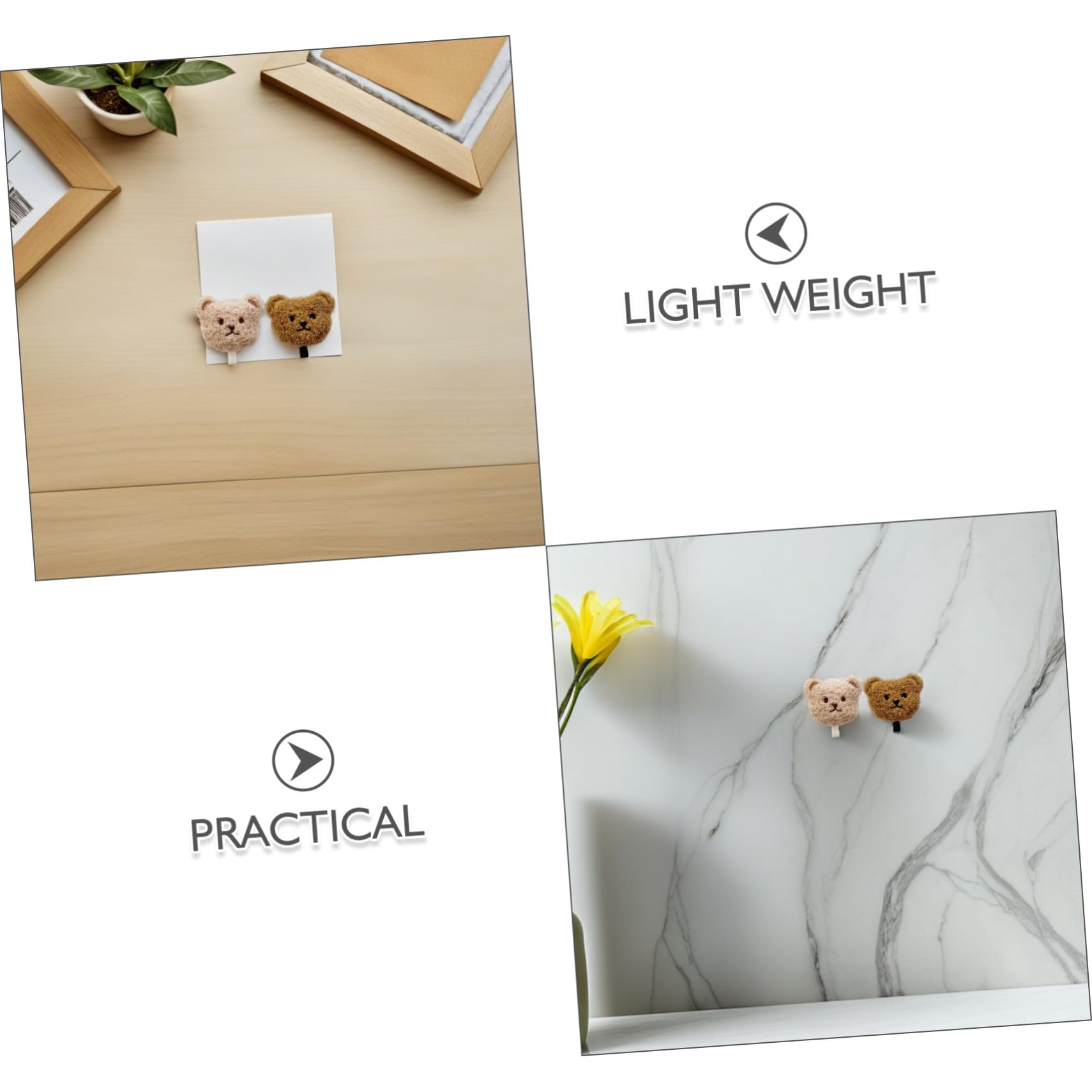 GALPADA Set 2 Ganci Adesivi in Peluche a Forma di Orso, senza Foratura, Facili da Usare, per Bagno e Viaggio, per Chiavi e Ombrelli