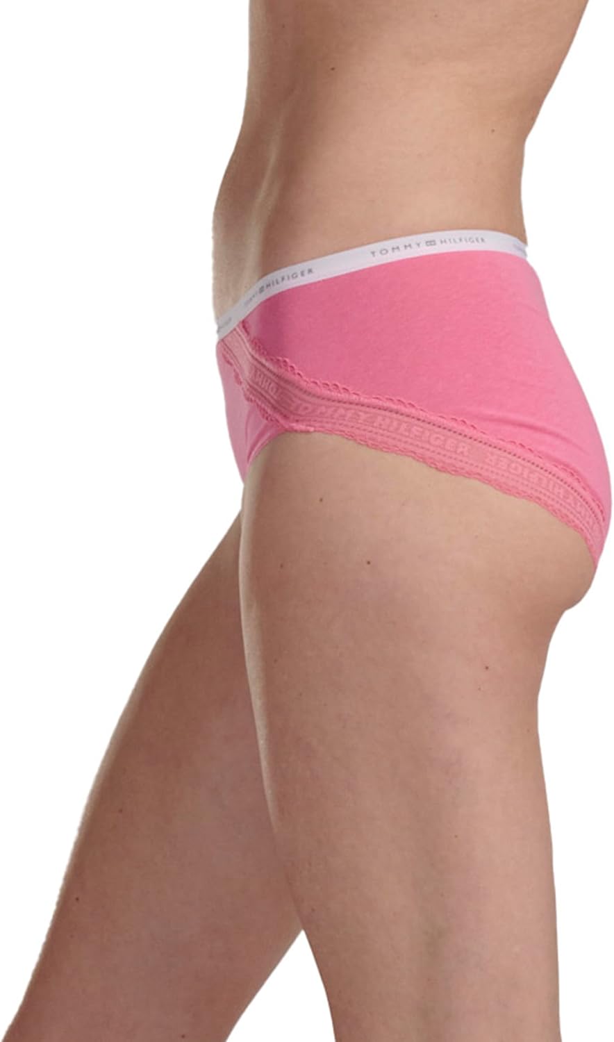 Tommy Hilfiger womens Cotton Logo Waistband Lace Trim Hipster 3-pack - Image 4