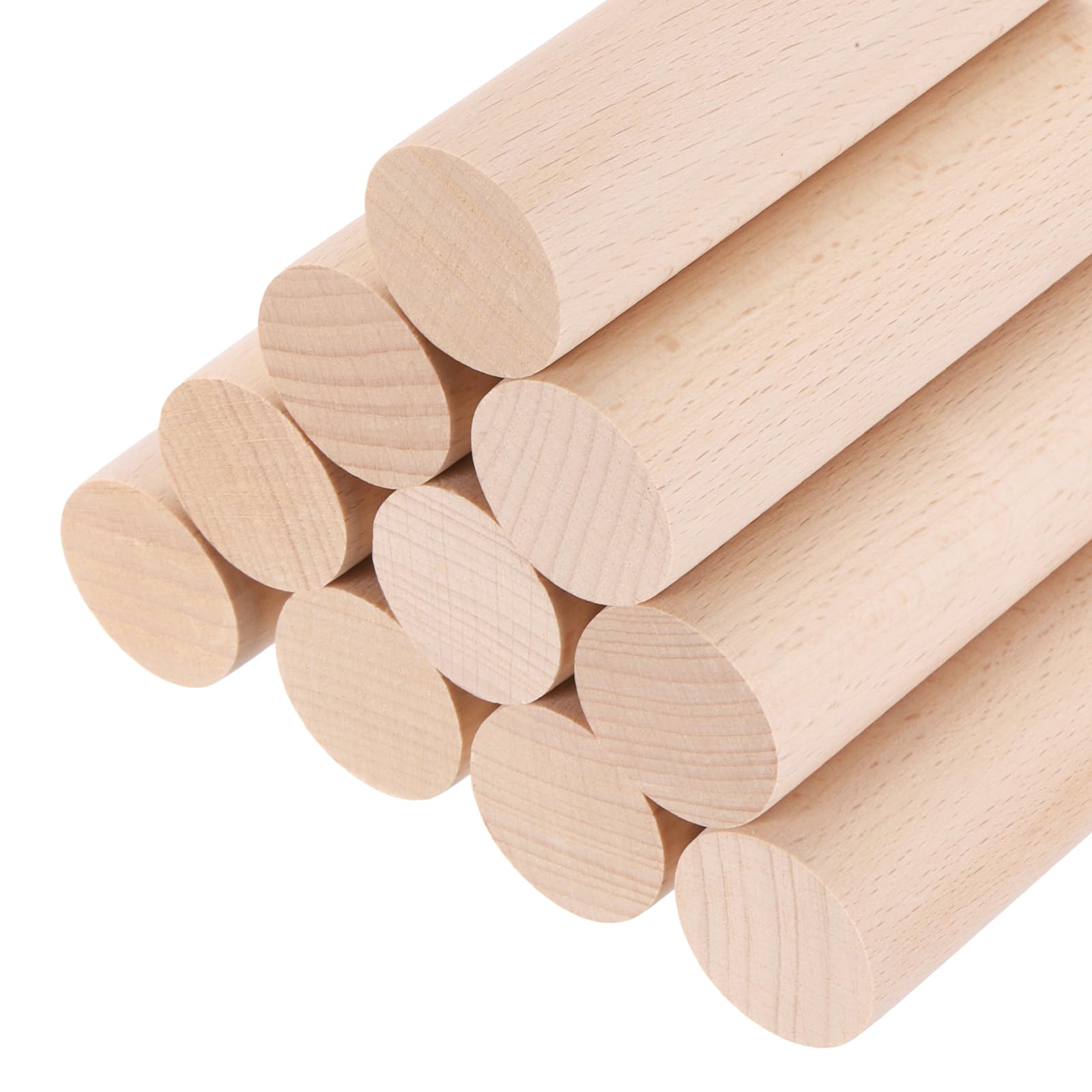 sourcing map Wooden Dowel Rods, 30mmx100mm Round Wooden Rod Unfinished Solid Wood Sticks Crafts Wand for Arts Decoration, Craft and DIY Projects Wand,Pack of 10