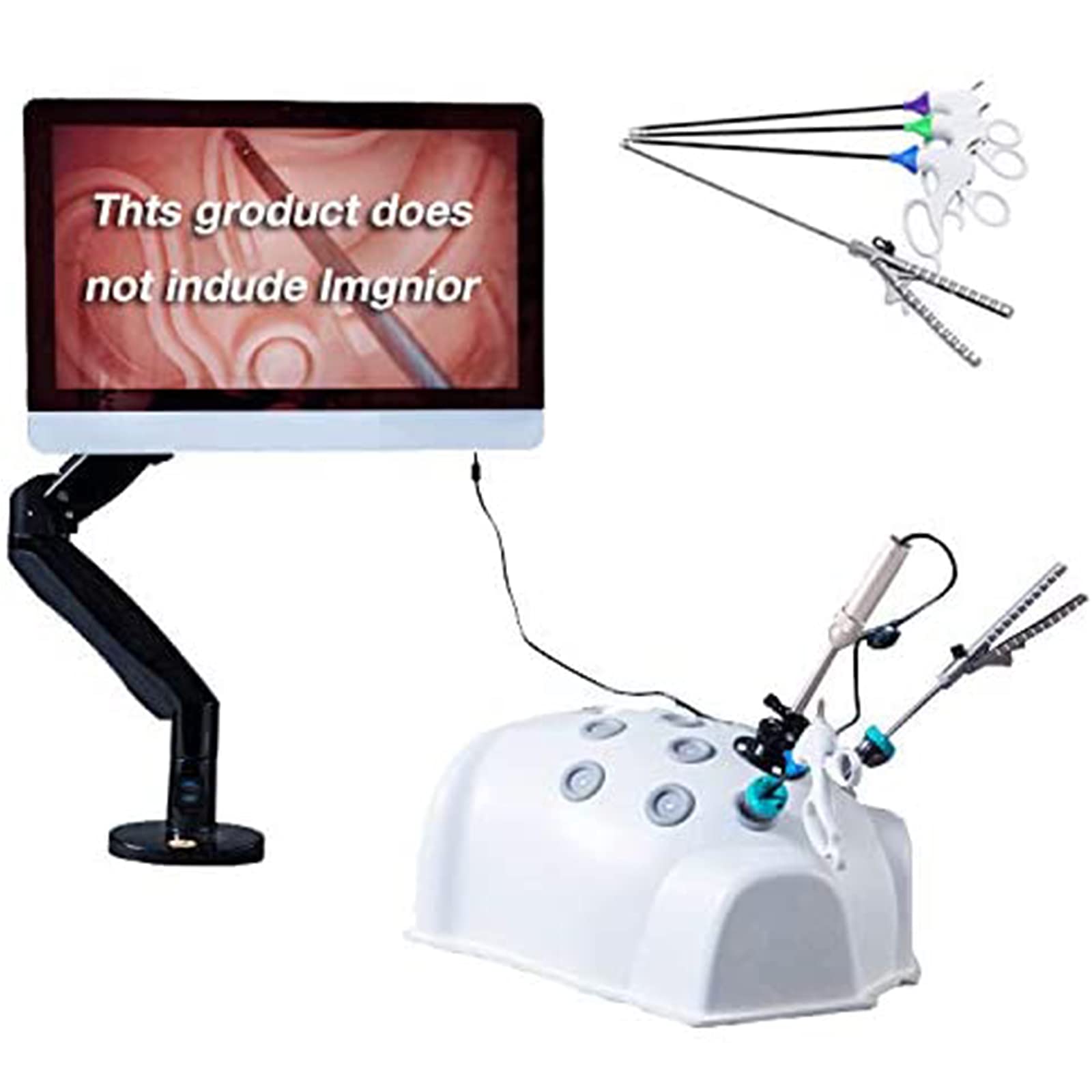 WRQLaparoscopic Box Laparoscopic Trainer Trainer Simulator Medical Students Practice Kit with 4 Surgical Instruments & 9 Training Modules & HD Endoscope Camera & 12 Practice Entrance