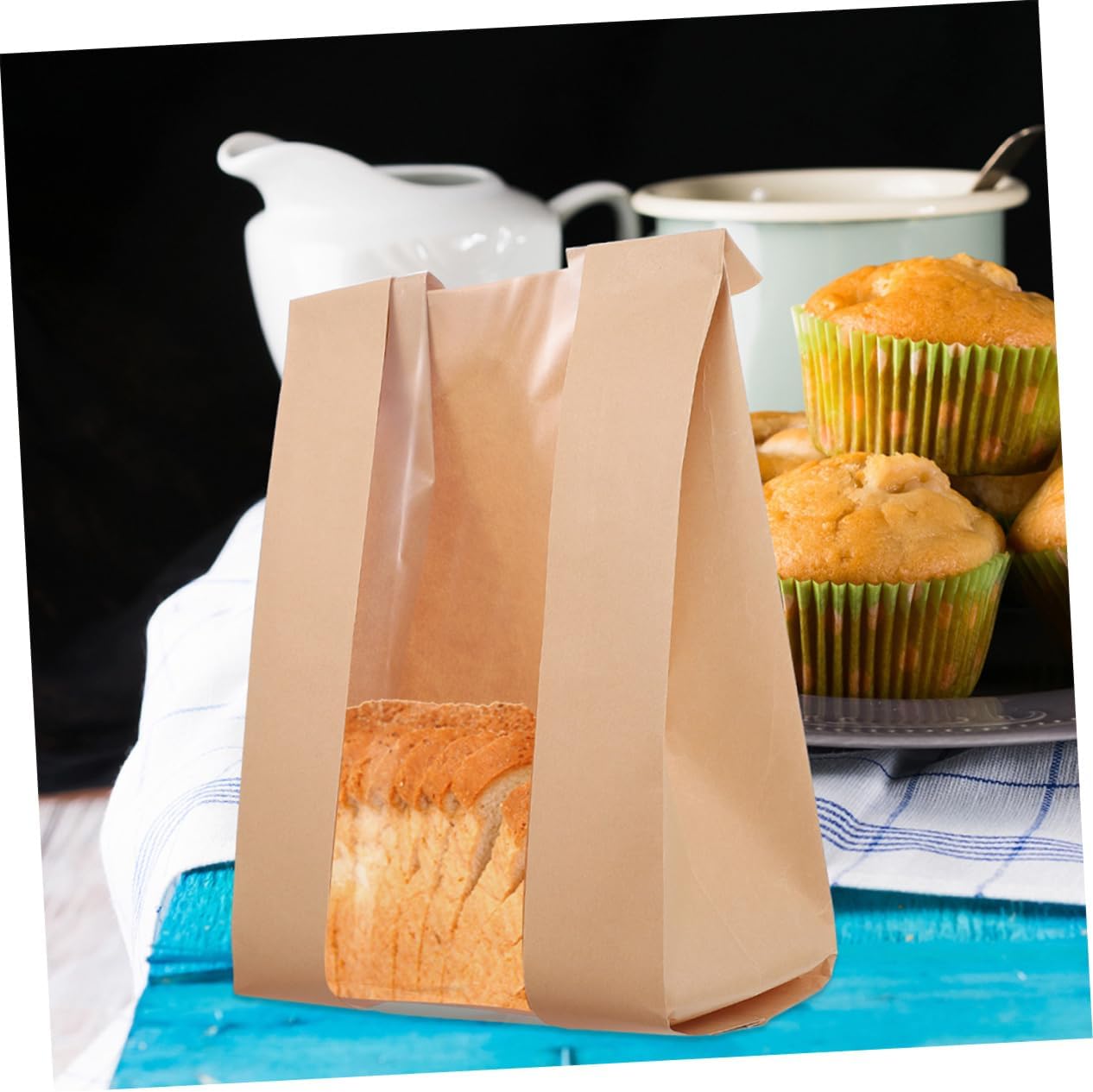 100pcs Bakery Paper Bags with Clear Window Food-grade Kraft Paper Toast Pouches for Cookies and Pastries for Baked Goods Display and Packaging