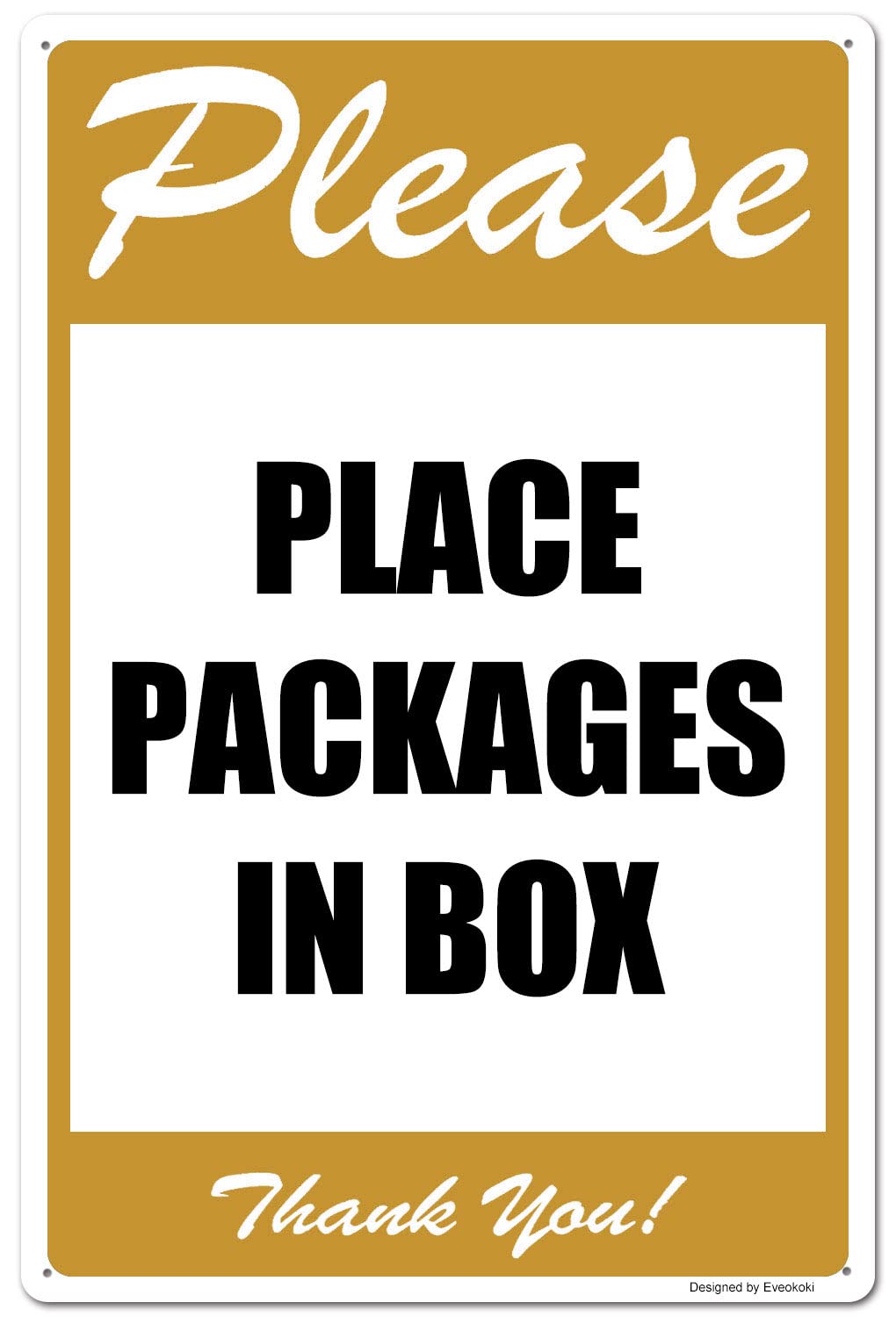 2 Pack Please Place Packages in Box Thank You Signs, 8x 12 Inches Please Delivery Sign Aluminum Metal Sign