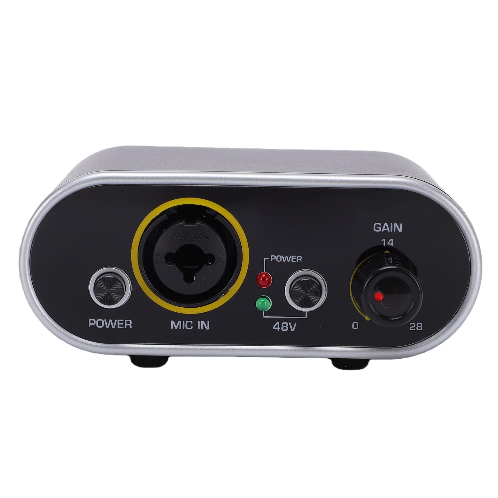 Dpofirs Preamplificatore Microfonico Regolabile, Ingresso a 2 Canali, Preamplificatore Microfonico per Registrazione in Studio con Microfono Dinamico e a Condensatore