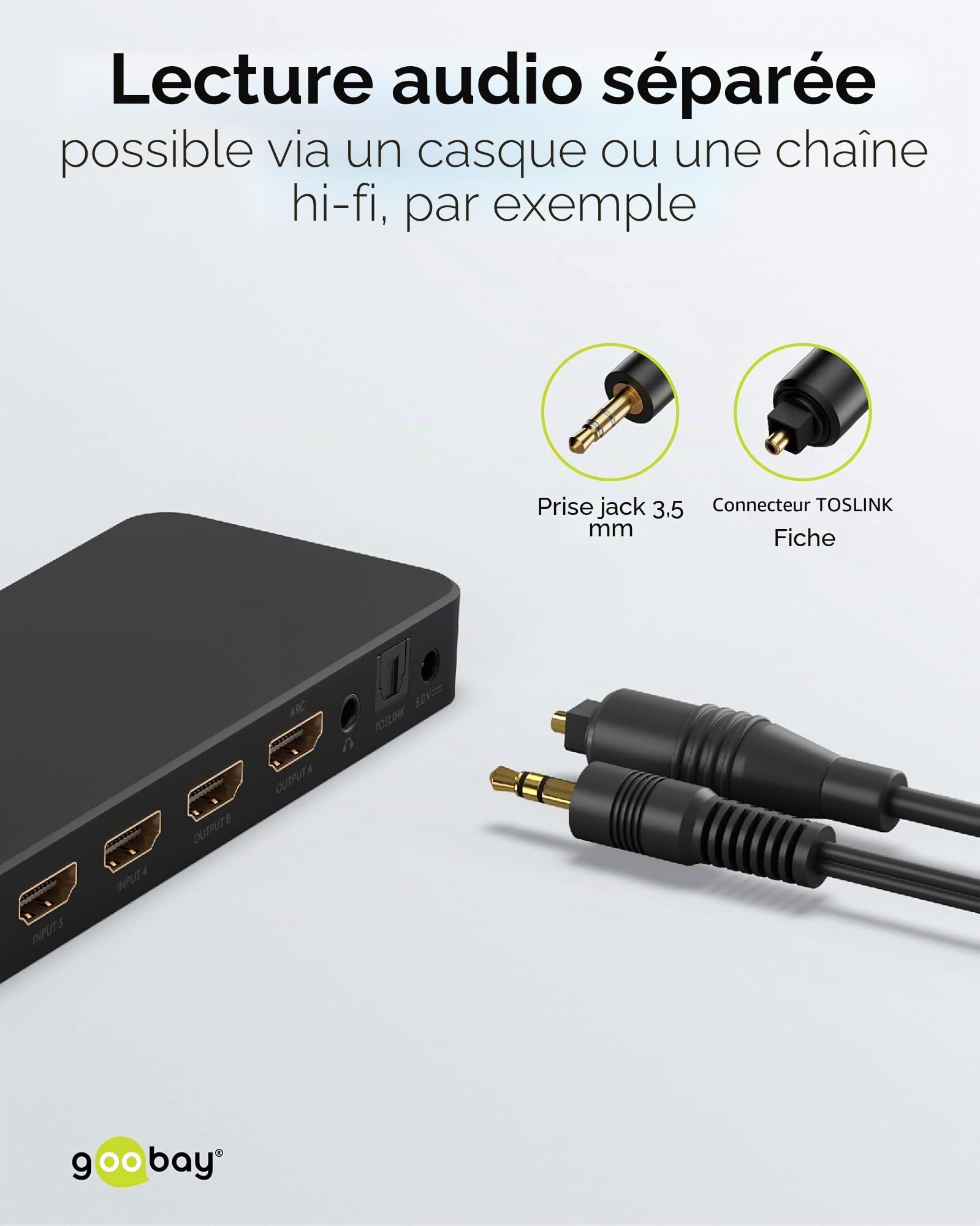 goobay Commutateur matriciel HDMI 58479 4 vers 2, répartiteur matriciel 4k à 60 Hz/avec télécommande pour lecteur Blu Ray, Xbox, PS5 et TV/Interrupteur 4 entrées et 2 sorties,Schwarz