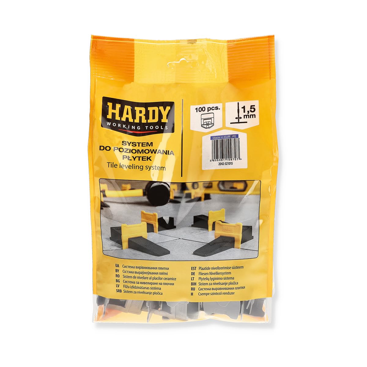 Hardy Working Tools: 100 clips de plástico de 1,5 mm para sistemas de nivelación de baldosas de pared y suelo, lengüetas de colocación